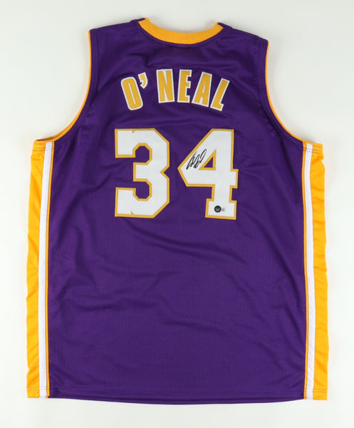 Shaquille O'Neal Signed Jersey (Beckett) Shaq' Purple Lakers Away Jer –  Sports Online