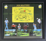 2024 US Masters Golf Pin Flag Personally Signed by 15 including Scheffler, Fleetwood, Aberg, Woods.