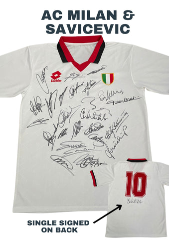 AC Milan 1994 Champions League Team Signed Jersey, #10 Savicevic Single Signed on the Back. 1 Only.