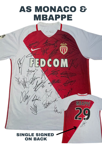 AS Monaco 2016-2017 French League Team Signed Winners Jersey, #29 Mbappe Single Signed on the Back. 1 Only.