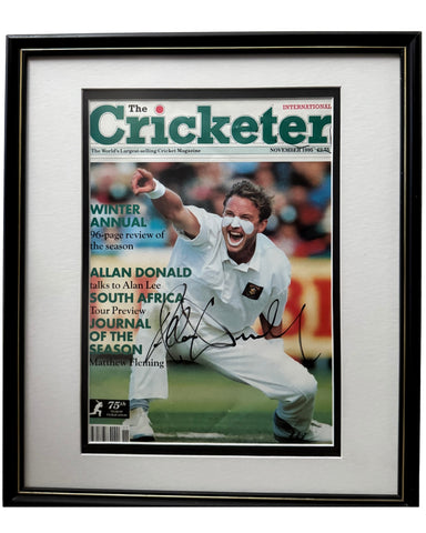 Allan Donald South African Cricketer, Personally Signed Cricketer Magazine, Framed