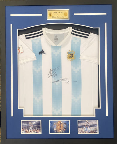 Diego Maradona and Lionel Messi Personally Signed Argentina Jersey