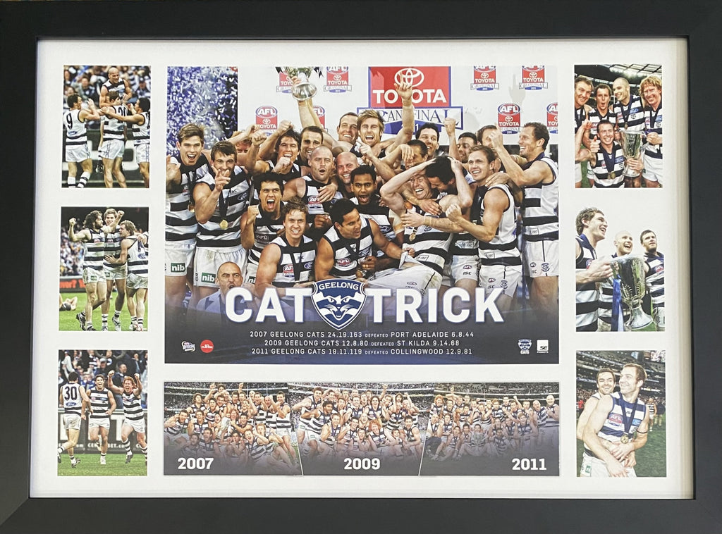 Geelong Cats Premiers Tribute Framed 'Cat-Trick'