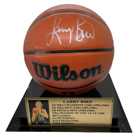 Larry Bird Magic Johnson autographed signed Spalding NBA basketball JSA  Schwartz