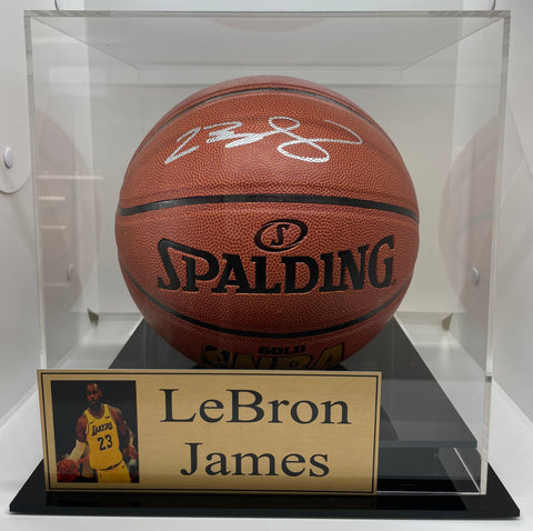 LeBron James Personally Signed Basketball with Display Case and Plaque