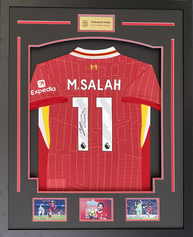 Mohamed Mo Salah Personally Signed Liverpool Jersey, Framed.