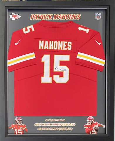 Patrick Mahomes Personally Signed #15 Kansas City Chiefs NFL Jersey, slight bleed of the signature, get a bargain! One left only!