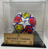 Real Madrid 2024 UCL Finals Team Signed Ball with Display Case and Plaque