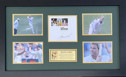 Shane Warne Signed Biography Page and Photo Tribute