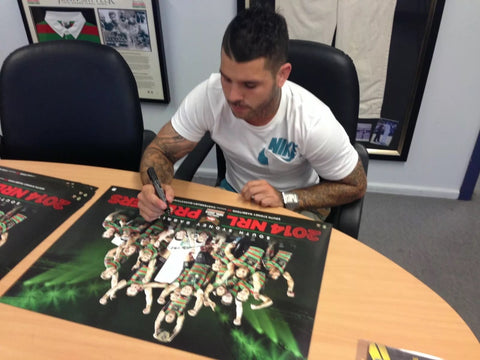 South Sydney Rabbitohs 2014 Premiership Poster Signed by Adam Reynolds, Framed.