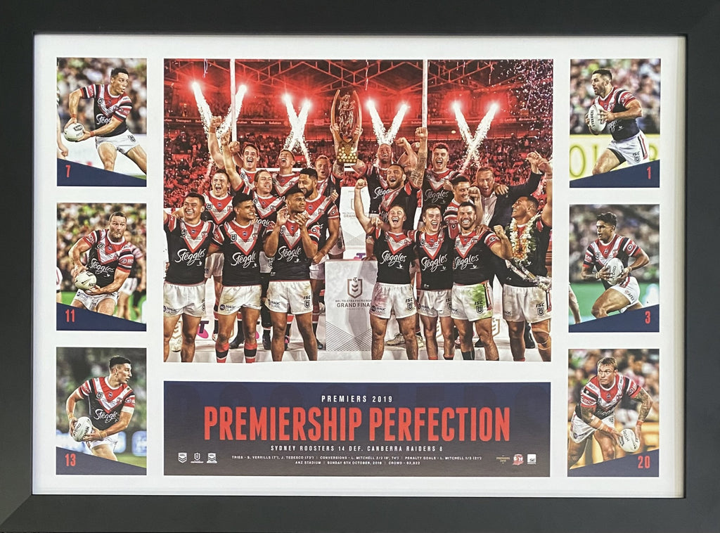 Sydney Roosters 2019 NRL Premiers Official Deluxe Tribute Framed