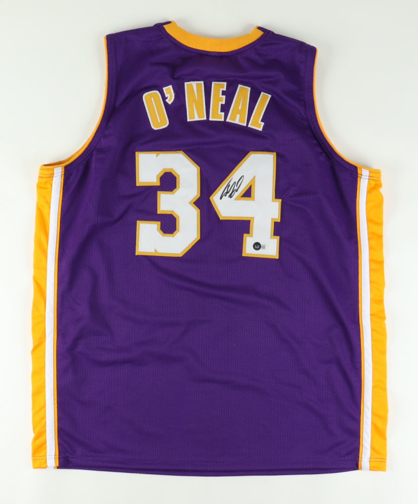 Shaquille O'Neal Signed Jersey (Beckett) Shaq' Purple Lakers Away Jer –  Sports Online